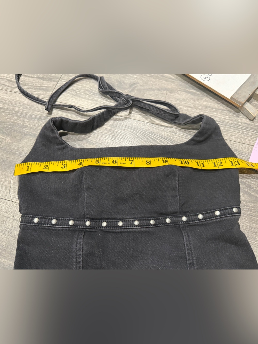 Wild Fable Western Black Denim Studded Halter Zip Back Crop Top. Size XXS NWT! - Picture 8 of 10
